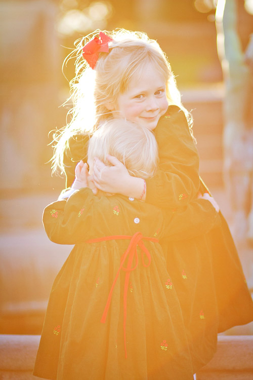 sisters hugging